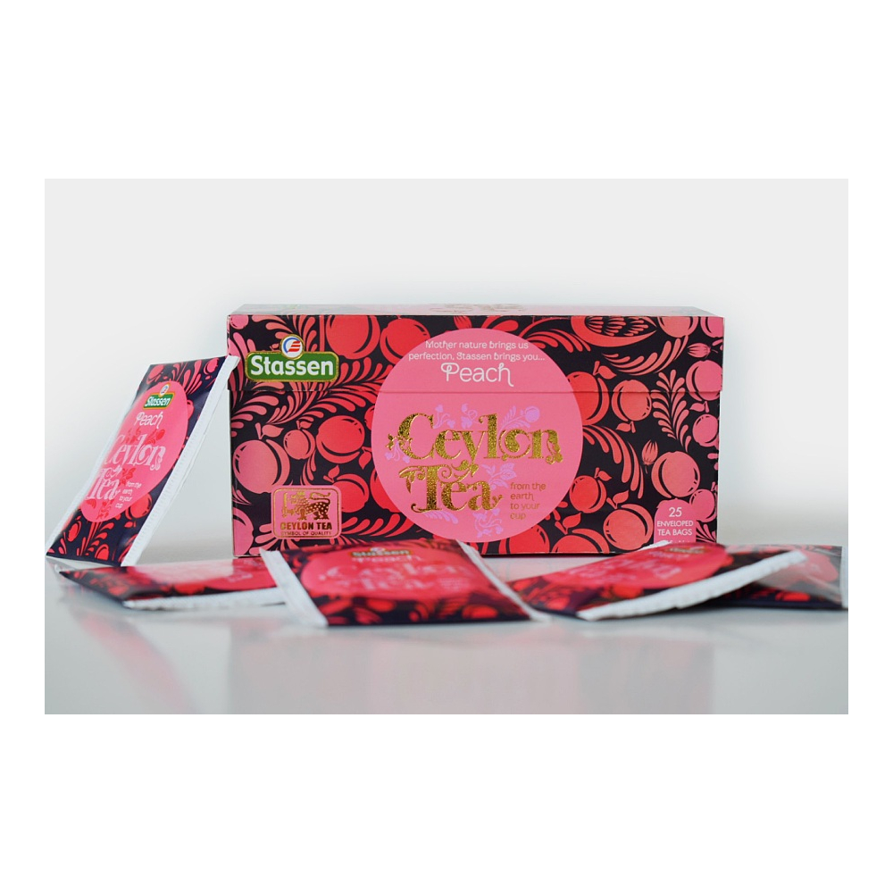 Černý čaj - Stassen Peach Black Black Tea 25 x 1,5 g